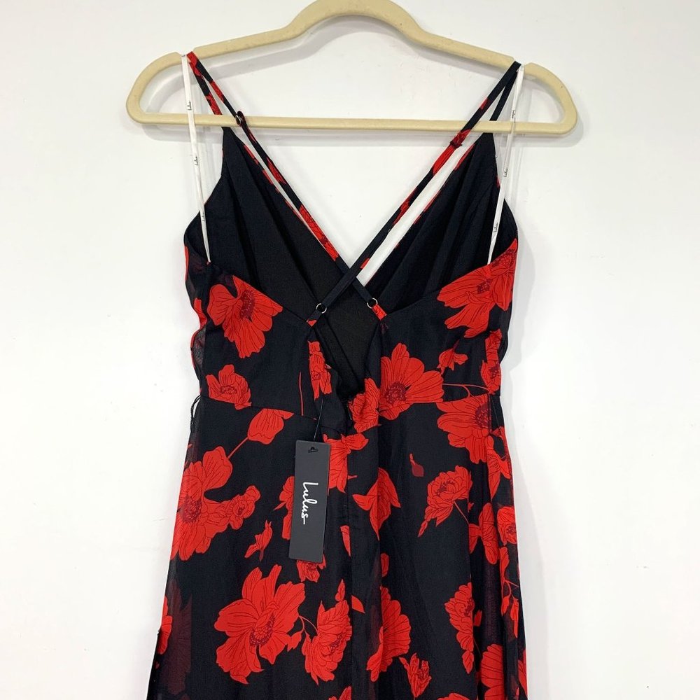 NWT LULU'S Best Occasion Black Floral Print Maxi Dress Sz M - Picture 6 of 9